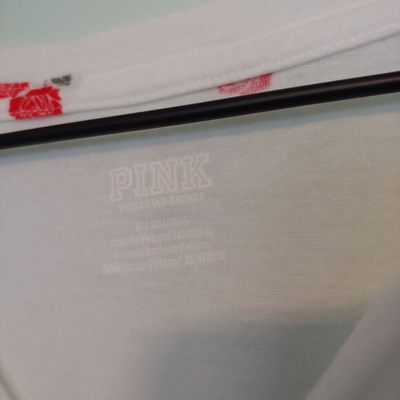 Victoria's Secret PINK Girlfriend Crop White Rose Print Long Sleeve Top Size M - Picture 6 of 8